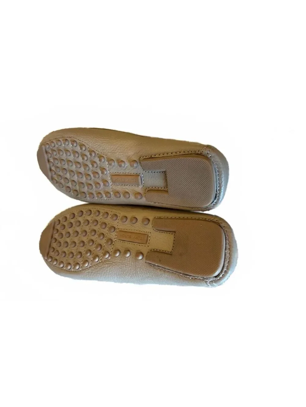 Tory Burch Lowell Tumbled Leather Drivers Loafers Tan Size 8.5